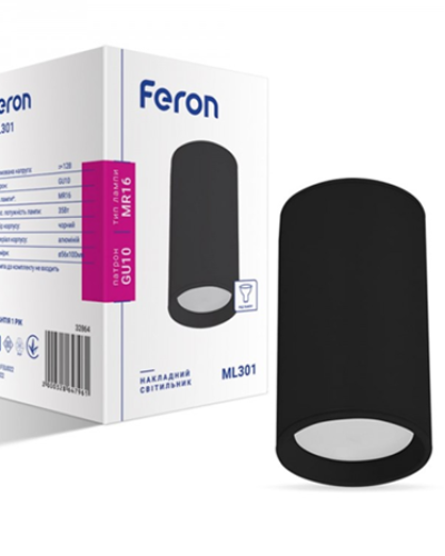 Накладной неповоротный светильник Feron ML301 GU10 IP20 черный