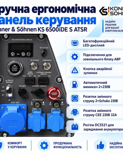 Дизельний інверторний генератор KS 6500iDE S ATSR 6,5 кВт з АВР Дизельний інверторний генератор KS 6500iDE S ATSR 6,5 кВт з АВР