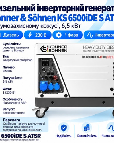 Дизельний інверторний генератор KS 6500iDE S ATSR 6,5 кВт з АВР