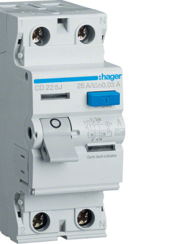 Устройство защитного отключения Hager 2P 25A 30mA А CD225J