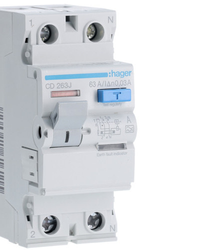 Устройство защитного отключения Hager 2P 63А 30mA A CD263J