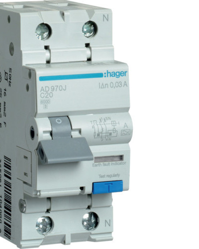 Устройство защитного отключения 2P С 20A 6 kA 30mA AD970J Hager