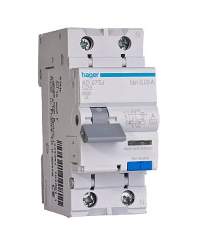 Устройство защитного отключения 2P С 25A 6 кA 30mA AD975J Hager