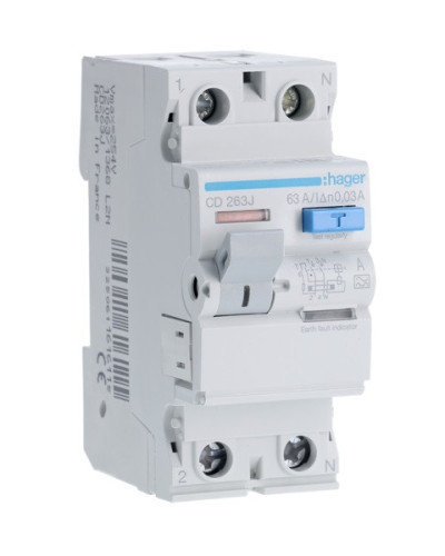 Устройство защитного отключения Hager 2P 63А 30mA A CD263J