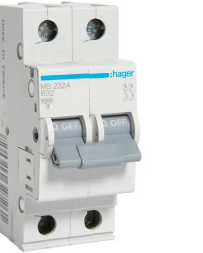 Автоматический выключатель 32А 2п B 6 кА Hager MB232A