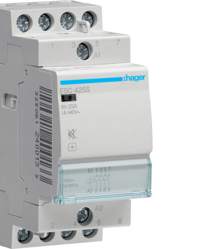 ESC425S Контактор 25A 230В 4нв 2мод бесшумний Hager
