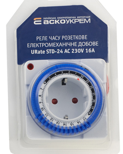 Реле часу розеткове електромеханічне добове URate STD-24  AC 230V 16A