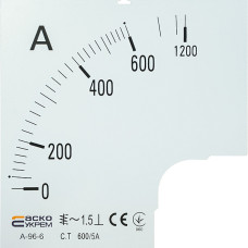 Шкала 600/5А до амперметра А-96-6