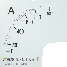 Шкала 800/5А до амперметра А-96-6