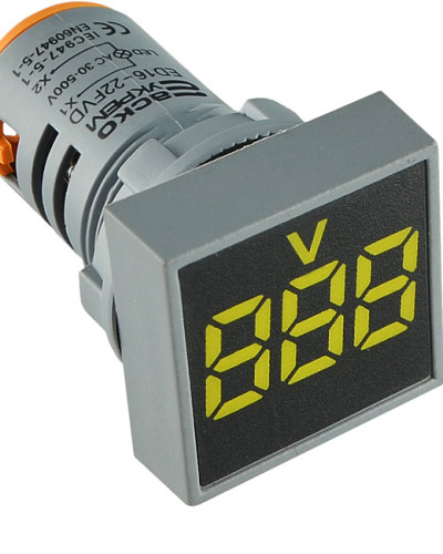 Квадратний цифровий вимірювач напруги ED16-22FVD 30-500В АС (жовтий)