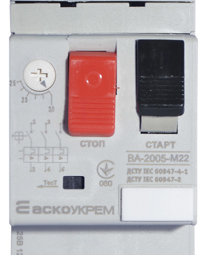 Автоматичний вимикач захисту двигуна УКРЕМ ВА-2005 М22