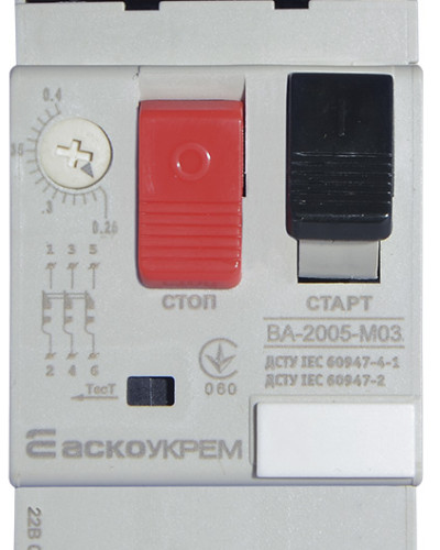 Автоматичний вимикач захисту двигуна УКРЕМ ВА-2005 М03