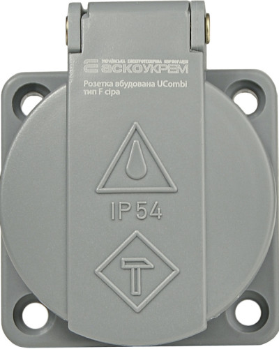 Розетка   вбудована тип F серії UCombi 3P 16A IP 54 сіра