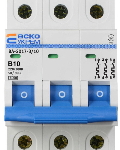 Автоматичний вимикач УКРЕМ ВА-2017/B 3р 10А АСКО