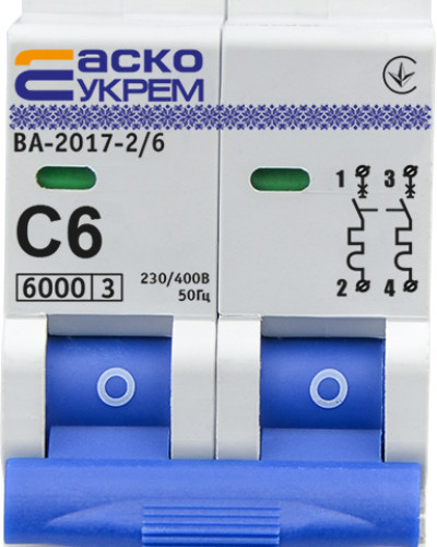 Автоматичний вимикач УКРЕМ ВА-2017/С 2р 6А АСКО