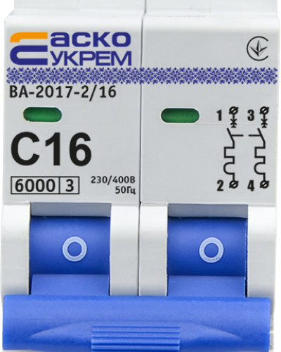 Автоматичний вимикач УКРЕМ ВА-2017/С 2р 16А АСКО