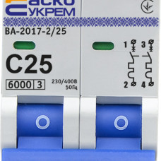 Автоматичний вимикач УКРЕМ ВА-2017/С 2р 25А АСКО