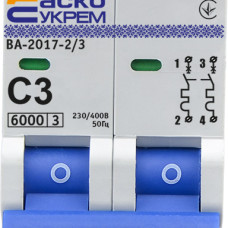 Автоматичний вимикач УКРЕМ ВА-2017/С 2р 3А АСКО