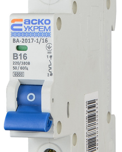 Автоматичний вимикач УКРЕМ ВА-2017/B 1р 16А АСКО