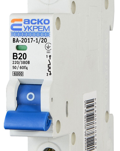 Автоматичний вимикач УКРЕМ ВА-2017/B 1р 20А АСКО