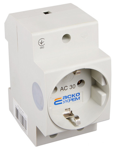 Розетка з заземленням AC30 2Р+РЕ
