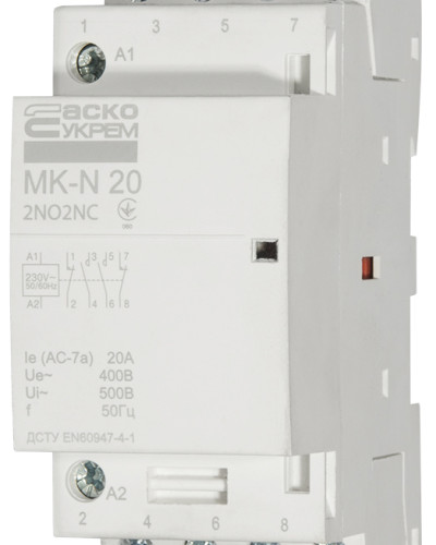 Модульний контактор MK-N 4P 20A 2NO2NC 220V