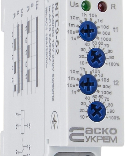 Реле часу асиметричного циклу NTE9-S2 AC/DC 12-240V