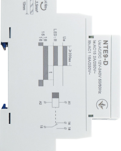 Реле часу затримки вимкнення без джерела живлення NTE9-D AC/DC 12-240V