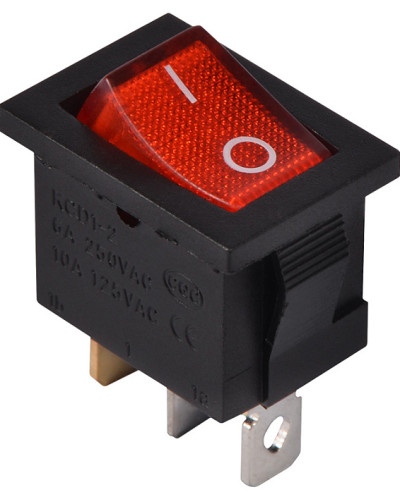 KCD1-2-101N  R/B  220V Перемикач 1 клав. червоний з підсвічуванням