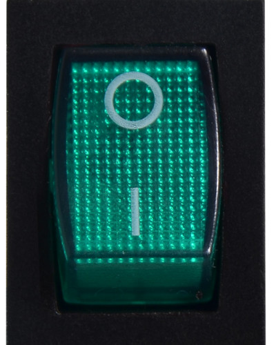 KCD1-2-101N GR/B  220V Перемикач 1 клав. зелений з підсвічуванням