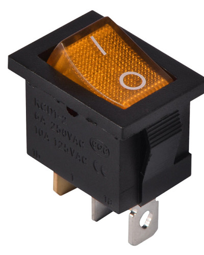 KCD1-2-101N YL/B  220V Перемикач 1 клав. жовтий з підсвічуванням