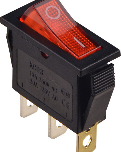 KCD3-101N R/B Перемикач 1 клав. з підсвічуванням 12 V AC/DC червоний