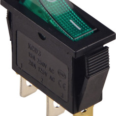 KCD3-101N GR/B Перемикач 1 клав. з підсвічуванням 12 V AC/DC зелений