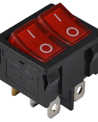 KCD1-6-2101N R/B 220V Перемикач 2 клав. червоний з підсвічуванням