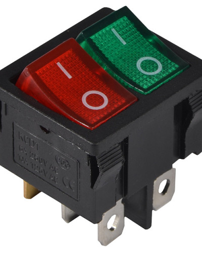 KCD1-6-2101N GR+R/B 220V Перемикач 2 клав. зелений+червоний з підсвічуванням