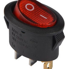 KCD1-9-101N R/B 220V Перемикач 1 клав. овал. червоний з підсвічуванням