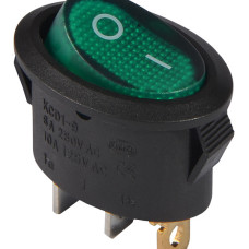 KCD1-9-101N C3-GR/B 220V Перемикач 1 клав. овал. зелений з підсвічуванням