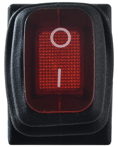 KCD1-2-101NW R/B  220V  Перемикач 1 клав. вологозах. червоний з підсвічуванням
