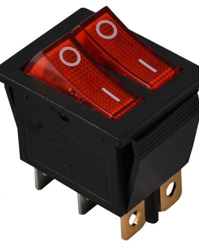 KCD2-2101N R/B 220V Перемикач 2 клав. червоний з підсвічуванням