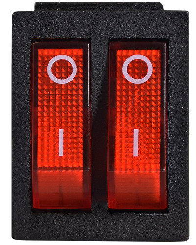 KCD2-2101N R/B 220V Перемикач 2 клав. червоний з підсвічуванням