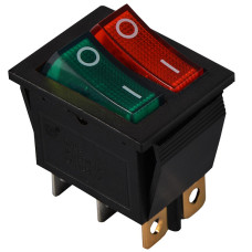 KCD2-2101N GR+R/B 220V Перемикач 2 клав. зелений+червоний з підсвічуванням