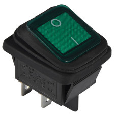 KCD2-201NW GR/B 220V Перемикач 1 клав. вологозах. зелений з підсвічуванням