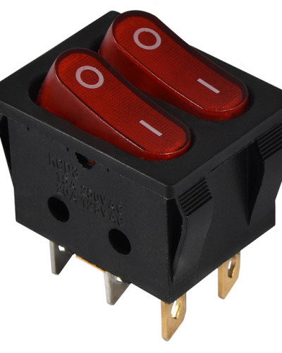 KCD2-5-2101N R/B  220V Перемикач 2 клав. червоний з підсвічуванням
