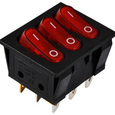 KCD2-3101N R/B  220V  Перемикач 3 клав. червоний з підсвічуванням