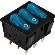 KCD2-3101N C3-BL/B  220V  Перемикач 3 клав. синій з підсвічуванням