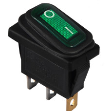 KCD3-101NW GR/B  220V Перемикач 1 клав. вологозах. зелений з підсвічуванням