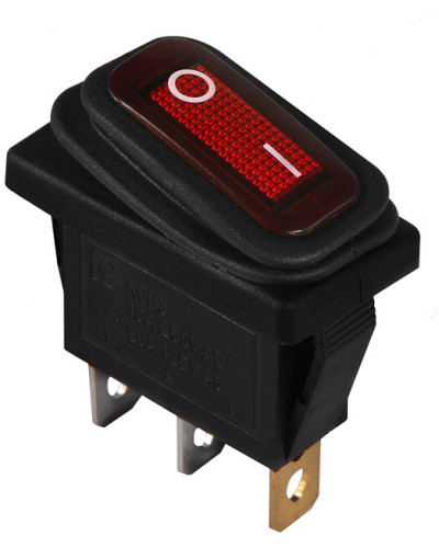 KCD3-101NW R/B  220V Перемикач 1 клав. вологозах червоний з підсвічуванням