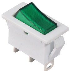 KCD3-101N-13 GR/WH 220V Перемикач 1 клав. зелений з підсвічуванням