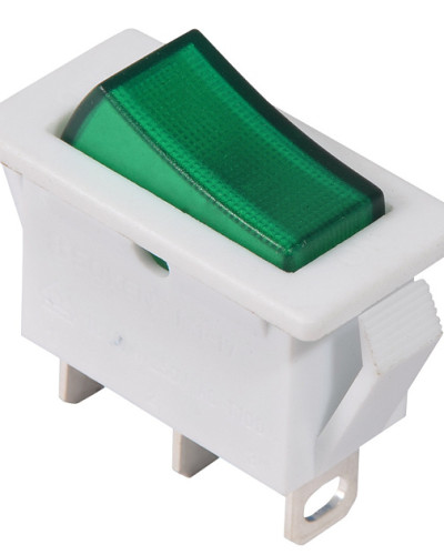 KCD3-101N-13 GR/WH 220V Перемикач 1 клав. зелений з підсвічуванням