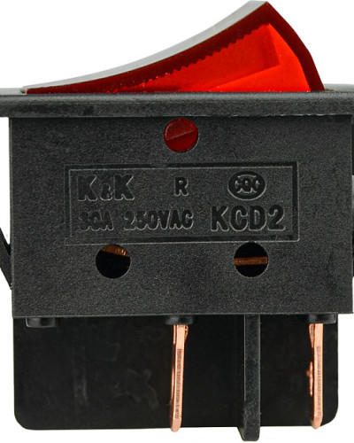 KCD2-6-201N R/B 30 А 220V Перемикач 1 клав. червоний з підсвічуванням